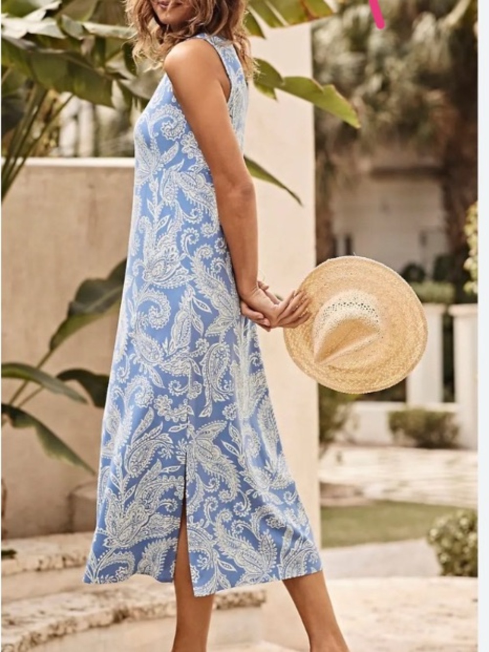 J. Jill Sky Blue and White Paisley Maxi Dress